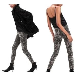 Zara High Rise Gray Animal Print Skinny Jeans Women's 2